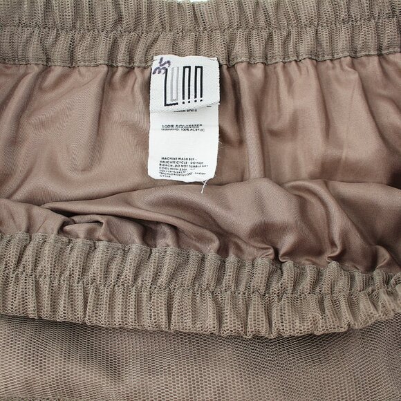 Lunn by Lilith Khaki Tulle Midi Skirt 3 Layer Pleated Drop Waist Pull-On S - Picture 6 of 11